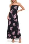 O.l. Printed Strapless Maxi Dress In Blue