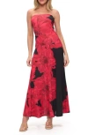 O.l. Printed Strapless Maxi Dress In Multi