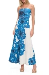 O.l. Printed Strapless Maxi Dress In Multi