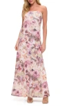 O.l. Printed Strapless Maxi Dress In Pink