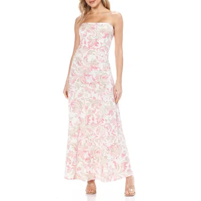 O.l. Printed Strapless Maxi Dress In Pink