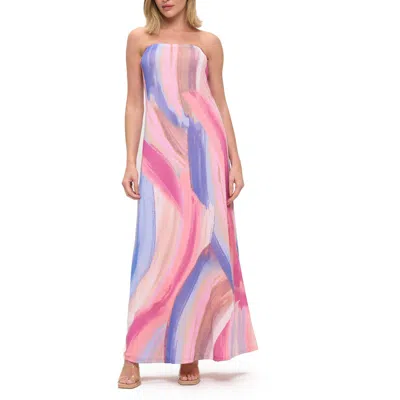 O.l. Printed Strapless Maxi Dress In Pink