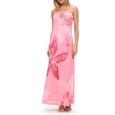 O.l. Printed Strapless Maxi Dress In Pink
