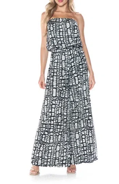 O.l. Printed Strapless Wide Leg Jumpsuit In Multi