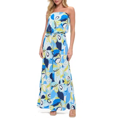 O.l. Printed Strapless Wide Leg Romper In Multi