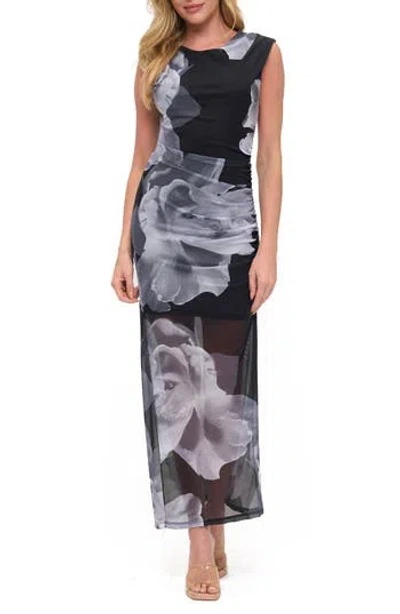 O.l. Ruched Sleeveless Maxi Dress In Multi