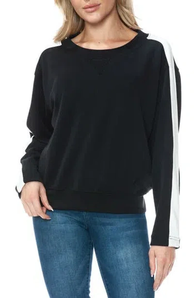 O.l. Scuba Knit Stripe Crewneck Sweater In Black