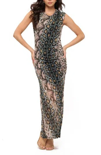O.l. Sleeveless Ruched Maxi Dress In Black