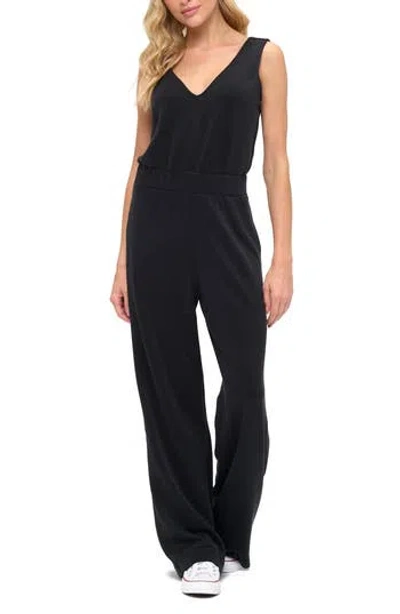 O.l. Sleeveless Scuba Knit Jumpsuit In Black