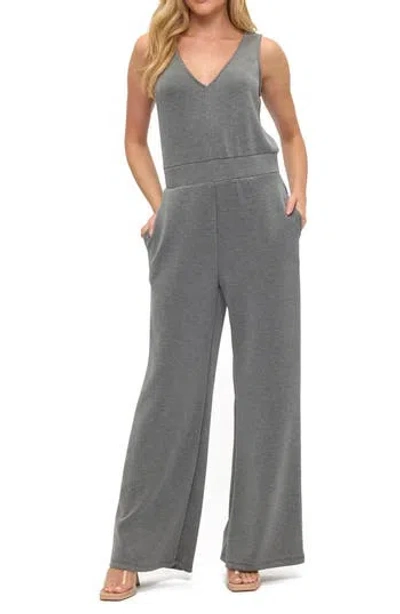 O.l. Sleeveless Scuba Knit Jumpsuit In Gray