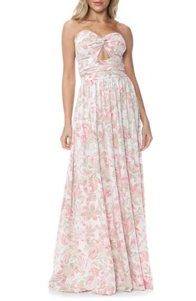 O.l. Strapless Pleated Maxi Dress In Multi