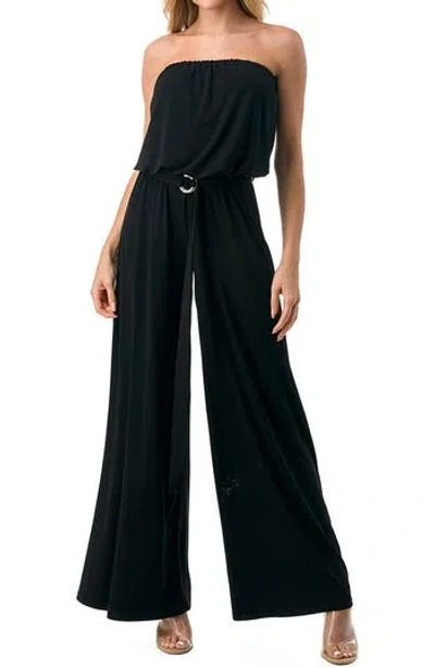 O.l. Strapless Wide Leg Jumpsuit In Black