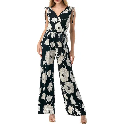 O.l. Tie Waist Wide Leg Jumpsuit In Multi