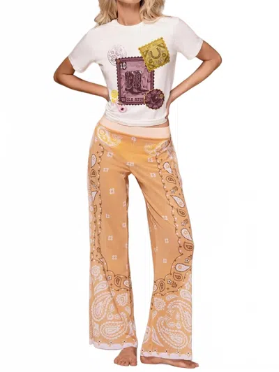 Ola Azul Violet Oasis Wide Leg Pants In Yellow