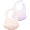Olababy Kids'  2-pack Silicone Bibs In Coral/lilac