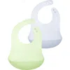 Olababy Kids'  2-pack Silicone Bibs In Kiwi/blueberry