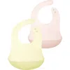 Olababy Kids'  2-pack Silicone Bibs In Lemon/coral
