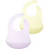 Olababy Kids'  2-pack Silicone Bibs In Lilac/lemon