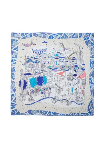 Olah Barcelona Large Silk Square Scarf 35 In Multi