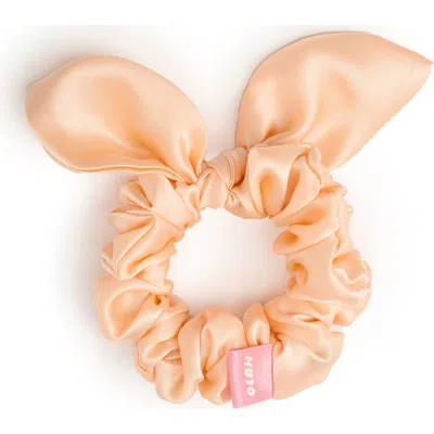 Olah Bunny Ear Silk Hair Tie Scrunchie In Metallic