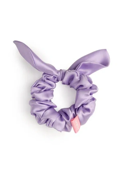 Olah Bunny Ear Silk Hair Tie Scrunchie In Purple