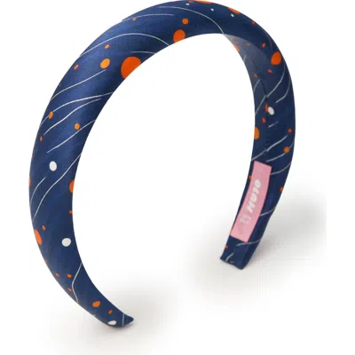 Olah Celestia Dots Silk Headband In Blue