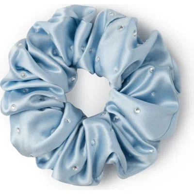 Olah Crystal Twinkle Silk Scrunchie In Blue