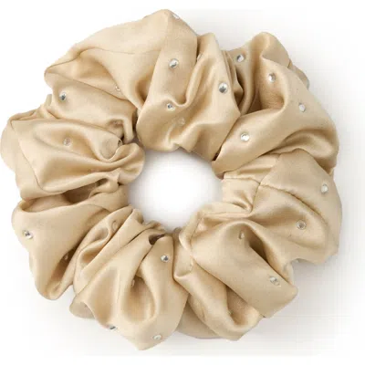 Olah Crystal Twinkle Silk Scrunchie In Neutral