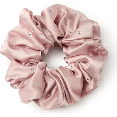 Olah Crystal Twinkle Silk Scrunchie In Purple