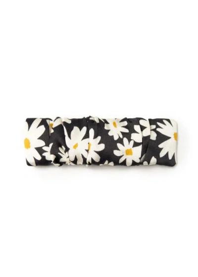 Olah Daisy Silk Hair Barrette Clip In Black & White