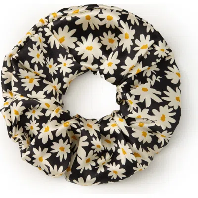 Olah Daisy Silk Scrunchie In Black