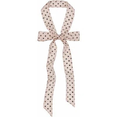 Olah Le Petit Dot Silk Hair Ribbon Scarf In Champagne