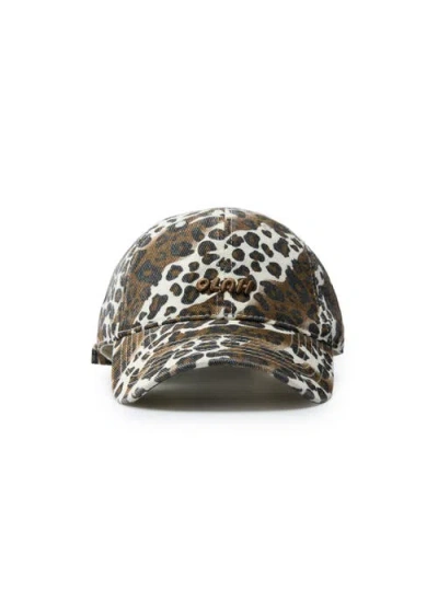 Olah Leopard Print Baseball Cap In Brown