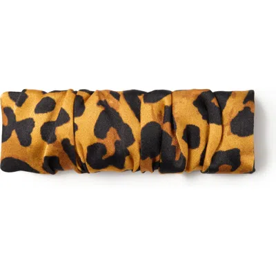Olah Leopard Silk Hair Barrette Clip In Brown