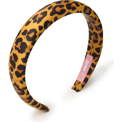 Olah Leopard Silk Headband In Brown
