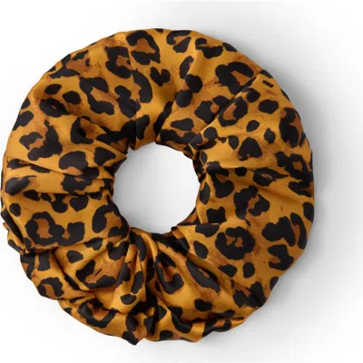 Olah Leopard Silk Scunchie In Brown