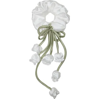 Olah Lily Of The Valley Silk Hair Tie Scrunchie In White