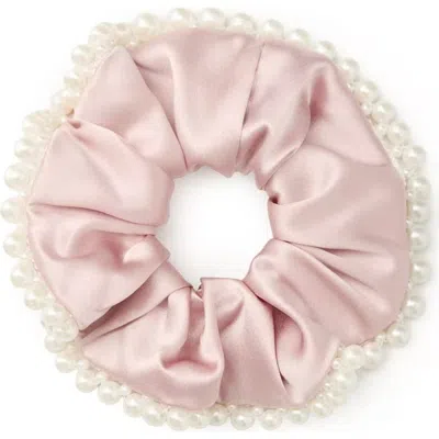 Olah Pearl Glaze Silk Scrunchie In Metallic