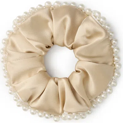 Olah Pearl Glaze Silk Scrunchie In Transparent