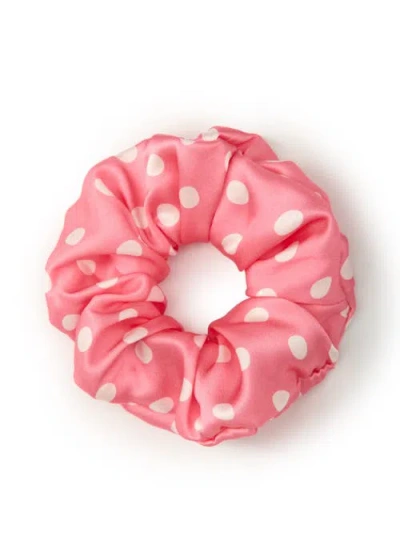 Olah Petite Dot Silk Scrunchie In Pink