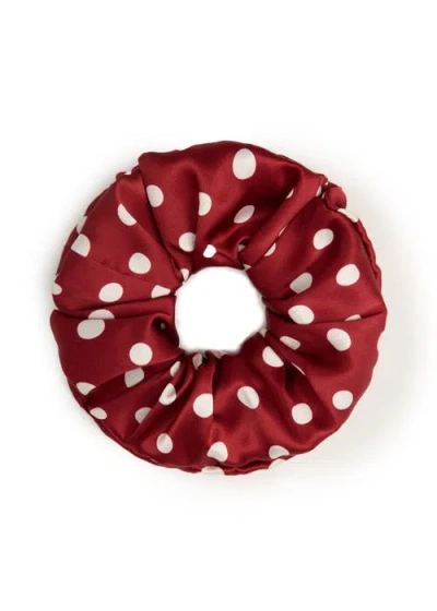 Olah Petite Dot Silk Scrunchie In Red