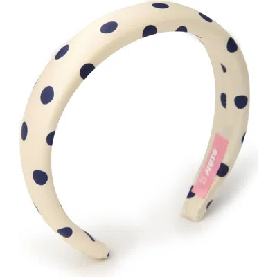 Olah Polka Dot Silk Headband In Neutral