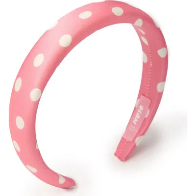 Olah Polka Dot Silk Headband In Pink