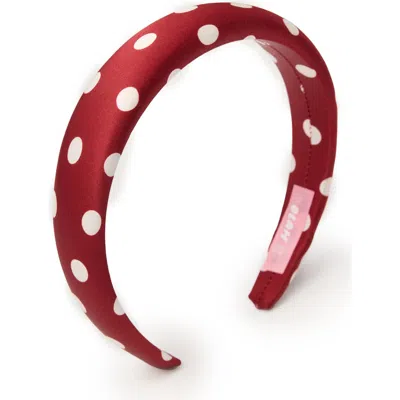 Olah Polka Dot Silk Headband In Red