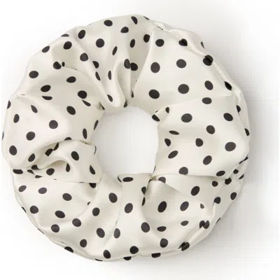 Olah Polka Dot Silk Scrunchie In Neutral