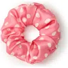 Olah Polka Dot Silk Scrunchie In Pink