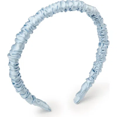 Olah Scrunched Silk Skinny Headband In Gray