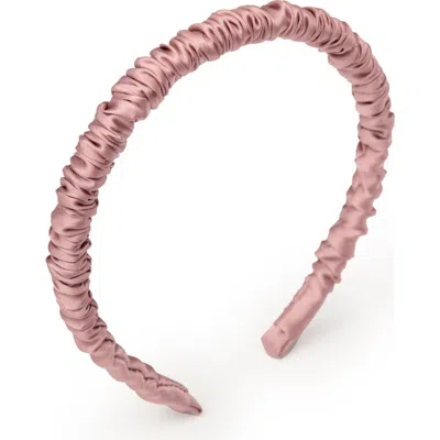 Olah Scrunched Silk Skinny Headband In Pink