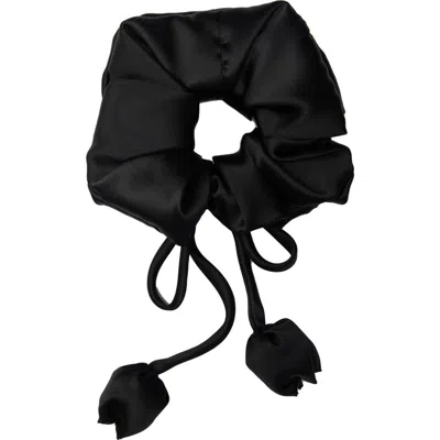Olah Tulip Silk Hair Tie Scrunchie In Black