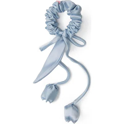 Olah Tulip Silk Hair Tie Scrunchie In Blue